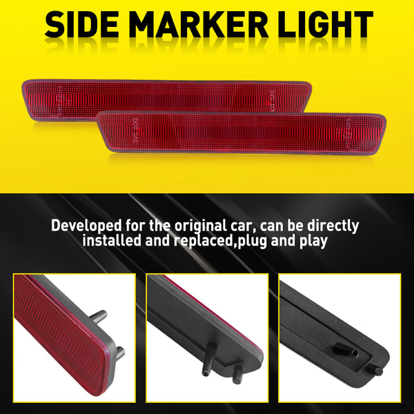 LED Side Marker Light Rear Bumper Kit for Ford Mustang 1999-2004, Red Reflector