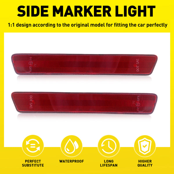 LED Side Marker Light Rear Bumper Kit for Ford Mustang 1999-2004, Red Reflector
