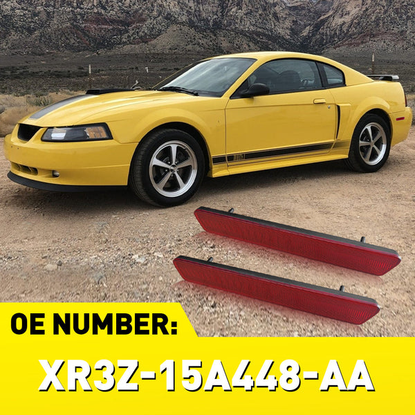 LED Side Marker Light Rear Bumper Kit for Ford Mustang 1999-2004, Red Reflector