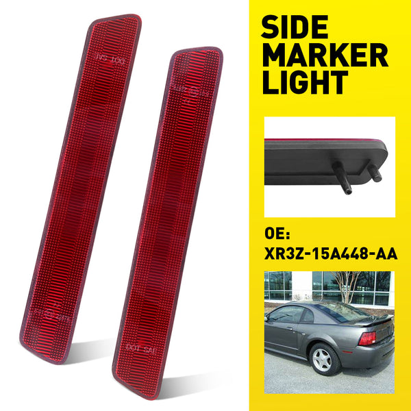 LED Side Marker Light Rear Bumper Kit for Ford Mustang 1999-2004, Red Reflector