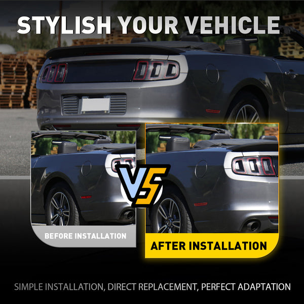 LED Side Marker Light Rear Bumper Kit for Ford Mustang 2010-2014, OE-Style, Red Lens