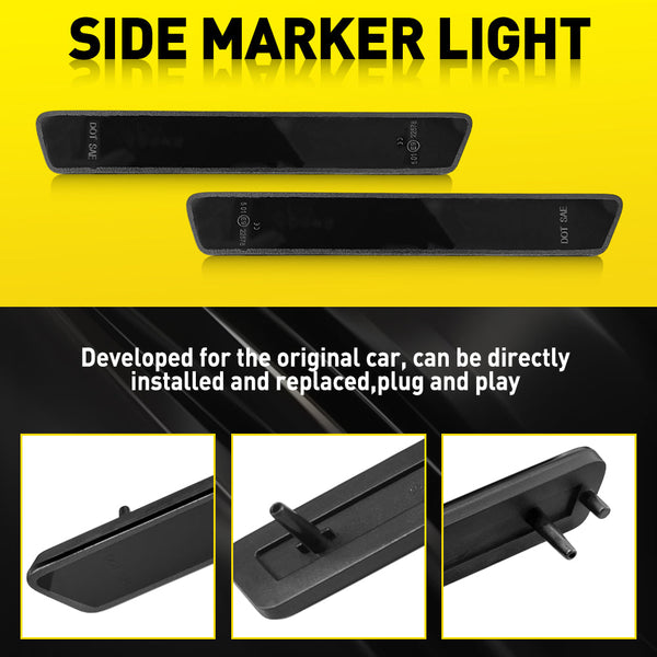 LED Side Marker Light Rear Bumper Reflector for Ford Mustang 1999-2004, Smoked Lens