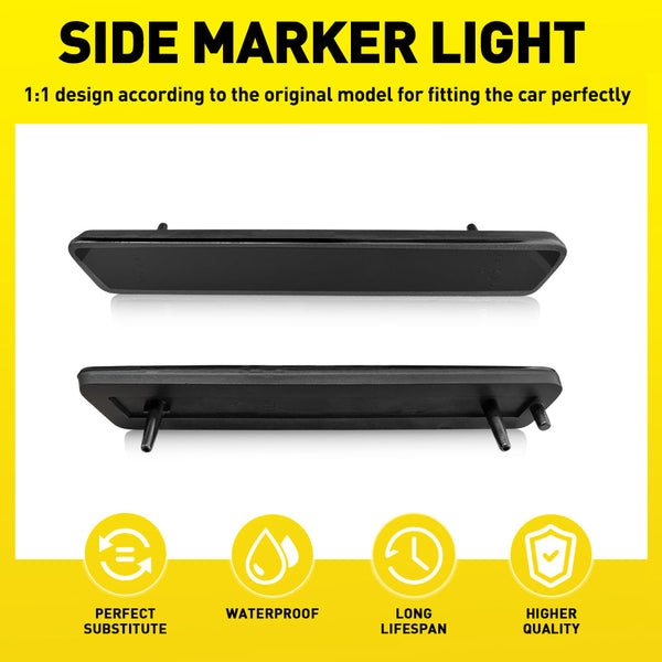 LED Side Marker Light Rear Bumper Reflector for Ford Mustang 1999-2004, Smoked Lens