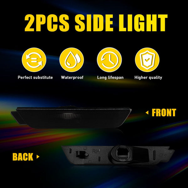 LED Side Marker Light Rear for Chevrolet Camaro 2010-2015, Smoked Lens, Rear Only