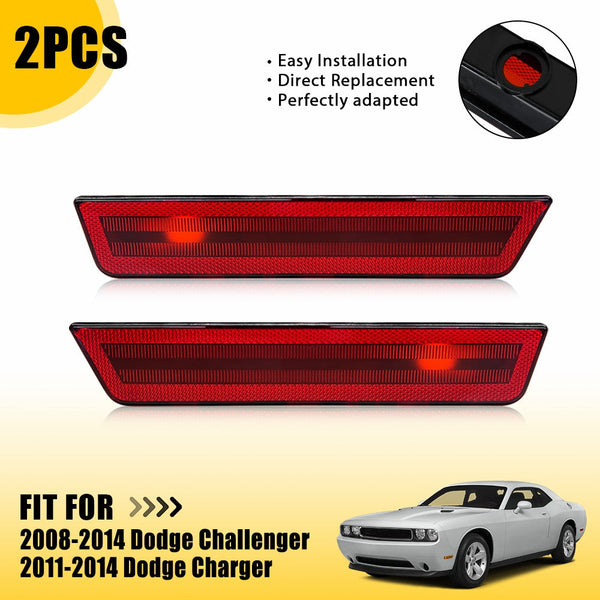 LED Side Marker Light Rear for Dodge Challenger/Charger 2008-2014, Red Lens