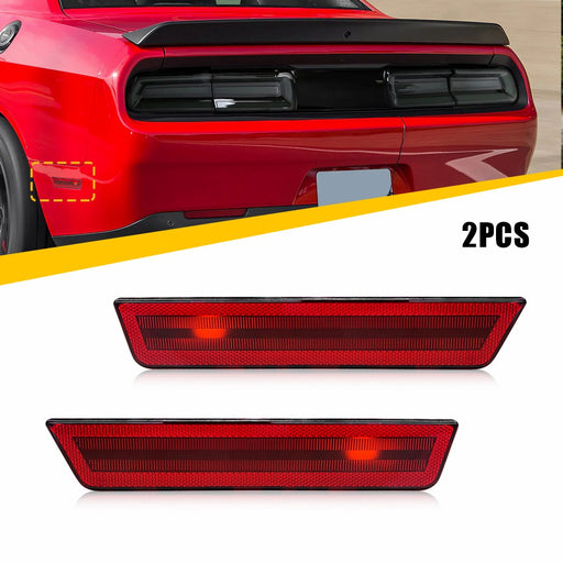 LED Side Marker Light Rear for Dodge Challenger/Charger 2008-2014, Red Lens
