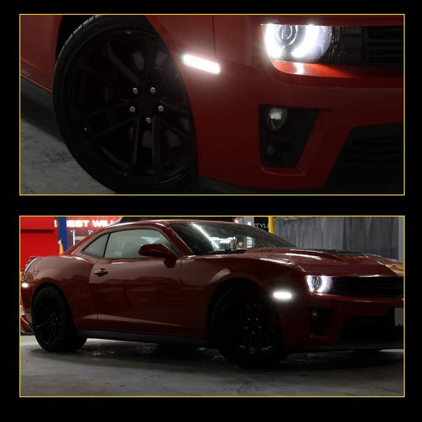 LED Side Marker Light Reflector for Chevrolet Camaro 2010-2015, Clear Lens, Front