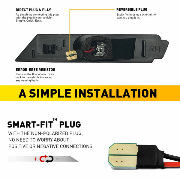 LED Side Marker Light Reflector for Chevrolet Camaro 2010-2015, Clear Lens, Front