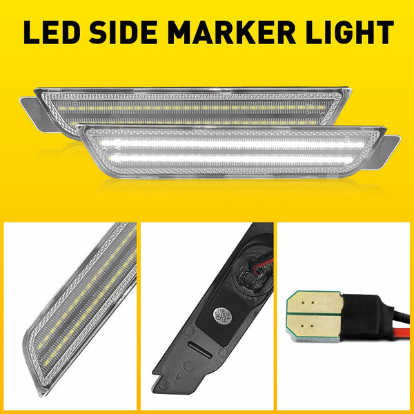 LED Side Marker Light Reflector for Chevy Camaro 2010-2015, Clear Lens, Rear