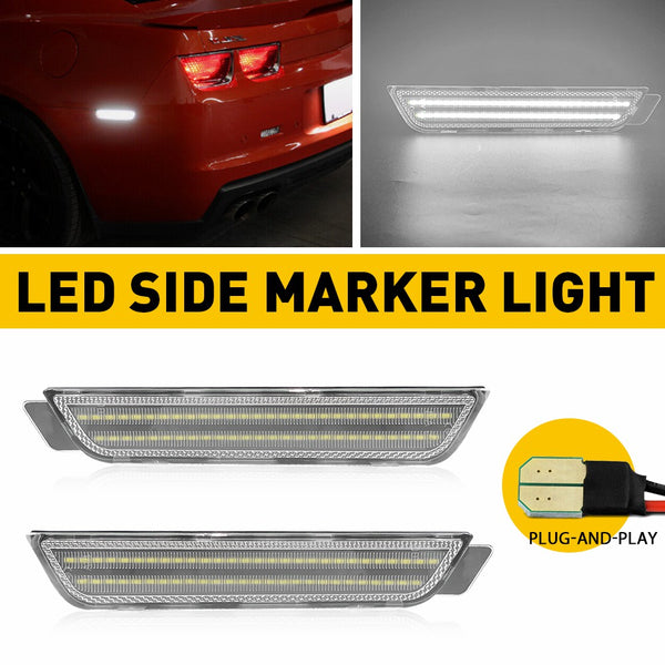 LED Side Marker Light Reflector for Chevy Camaro 2010-2015, Clear Lens, Rear