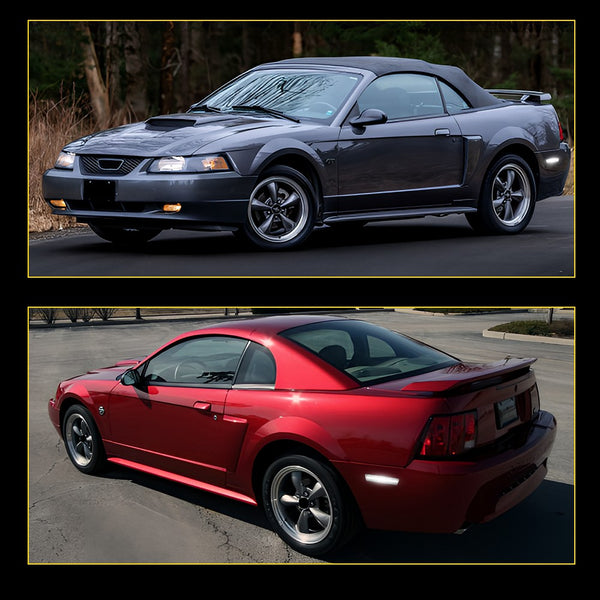 LED Side Marker Light Reflector for Ford Mustang 1999-2004, Clear Lens, White, Rear