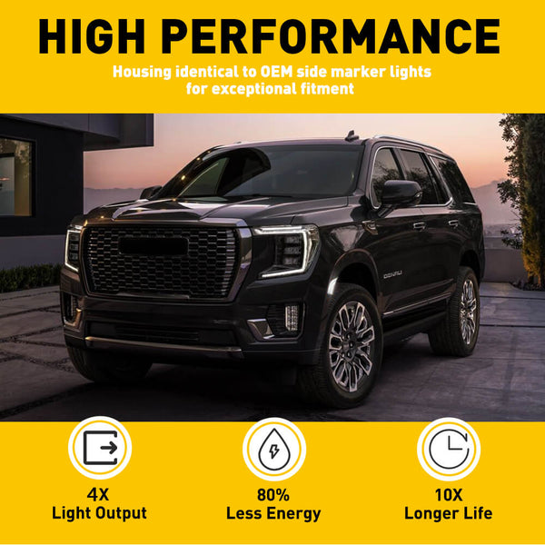 LED Side Marker Light Replacement for 2021-2023 Yukon XL/Denali/Tahoe/Suburban/Escalade/Escalade ESV Driver Passenger Side