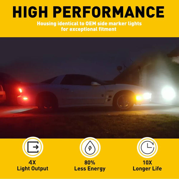 LED Side Marker Lights for 1998-2002 Pontiac Firebird Smoke Shell Front Amber Rear Red