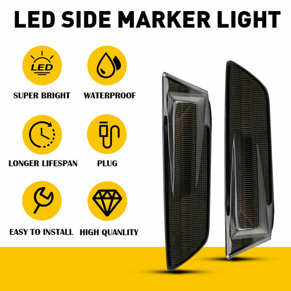 LED Side Marker Lights for 2002-2007 Skyline V35 Coupe /2003-2007 G35 2D Coupe, Front Bumper Smoke Lens
