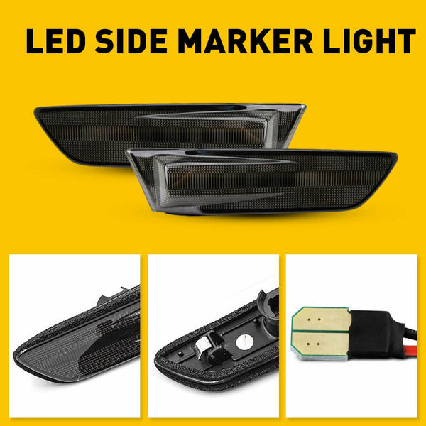 LED Side Marker Lights for 2002-2007 Skyline V35 Coupe /2003-2007 G35 2D Coupe, Front Bumper Smoke Lens