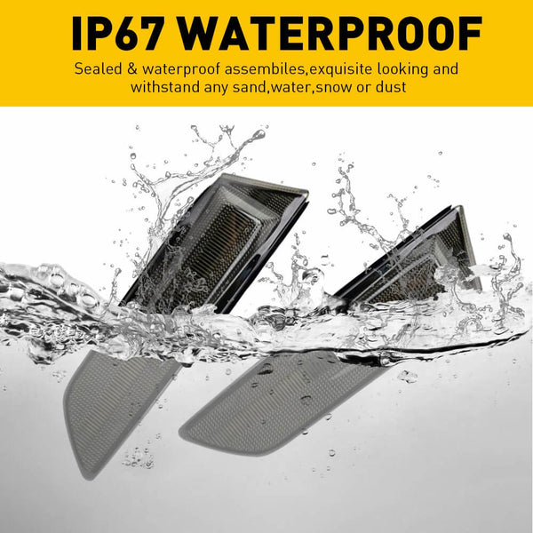 LED Side Marker Lights for 2002-2007 Skyline V35 Coupe /2003-2007 G35 2D Coupe, Front Bumper Smoke Lens