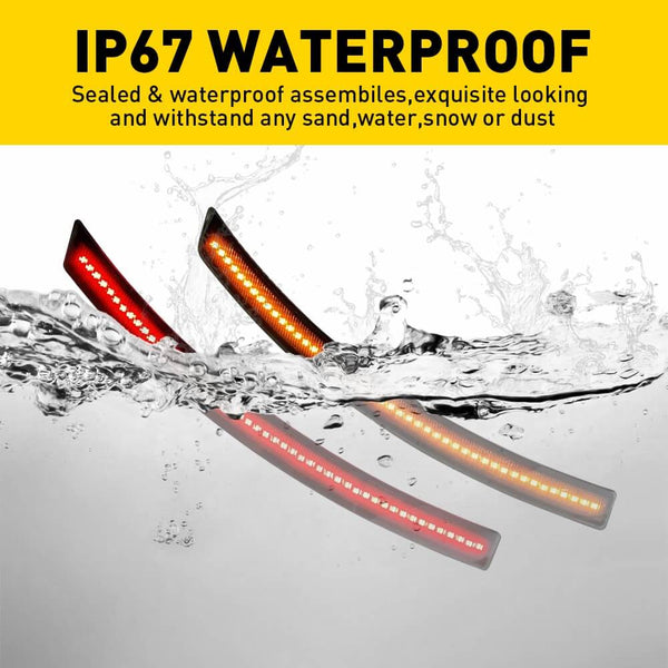 LED Side Marker Lights for 2014-2019 Chevrolet Corvette C7 Smoked Len Amber Red Front Rear Bumper