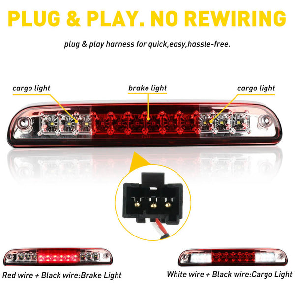 LED Third Brake Light Red Shell For Ford Ranger, Explorer, F-Series SD Models, Mazda B-Series