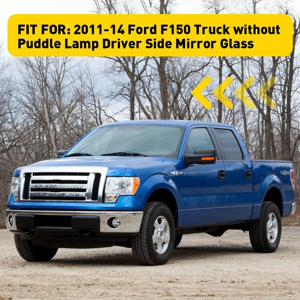 Left Driver Side Heated Mirror Glass with Blind Spot Glass for 2011-2014 Ford F150