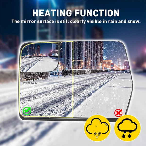 Left Driver Side Heated Mirror Glass with Blind Spot Glass for 2011-2014 Ford F150