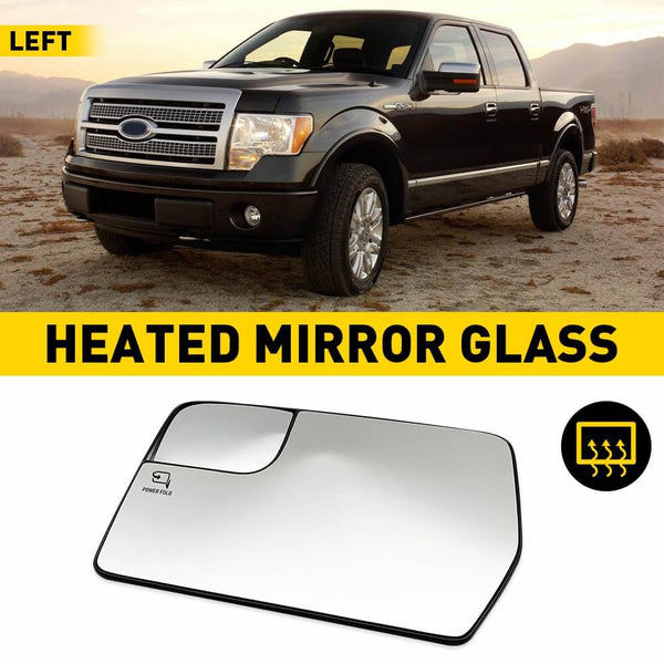Left Driver Side Heated Mirror Glass with Blind Spot Glass for 2011-2014 Ford F150