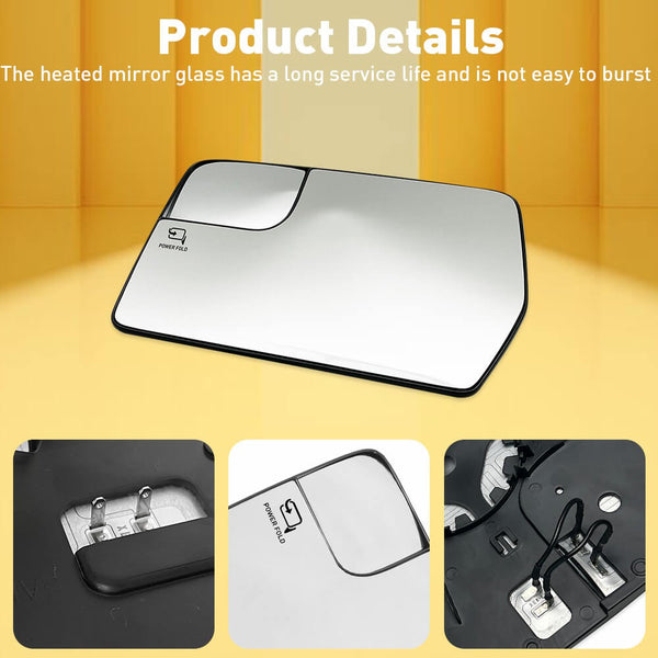 Left Driver Side Heated Mirror Glass with Blind Spot Glass for 2011-2014 Ford F150