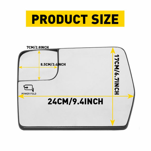 Left Driver Side Heated Mirror Glass with Blind Spot Glass for 2011-2014 Ford F150