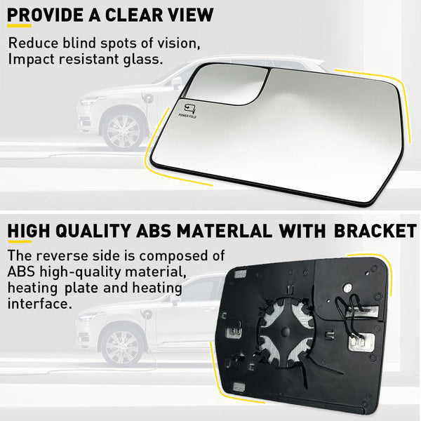 Left Driver Side Heated Mirror Glass with Blind Spot Glass for 2011-2014 Ford F150