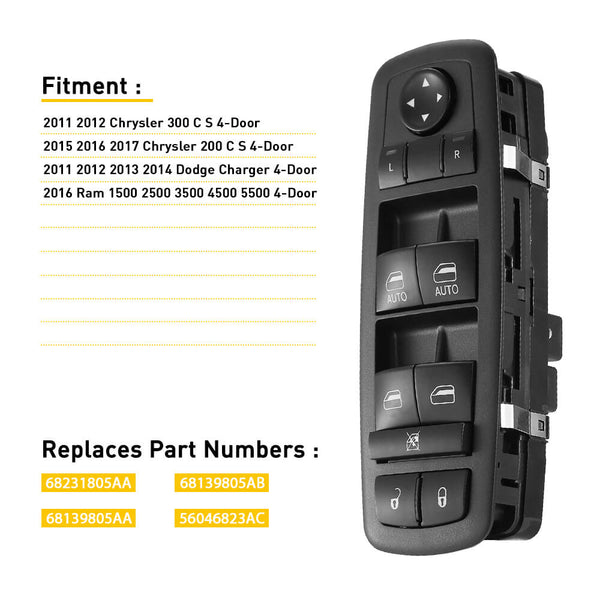 Master Power Window Door Switch For Chrysler Dodge Charger Ram 4-Door 11 PIN