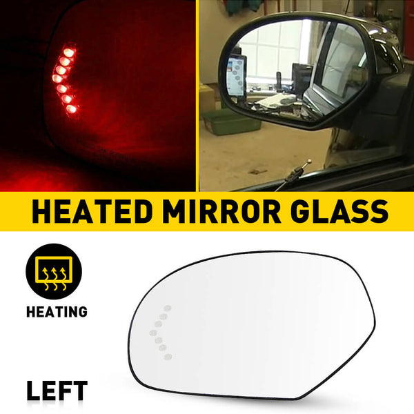 Power Heated Mirror Glass with Integrated Chevron-Style Turn Signal for 2007-2013 Cadillac, Chevrolet, GMC Models