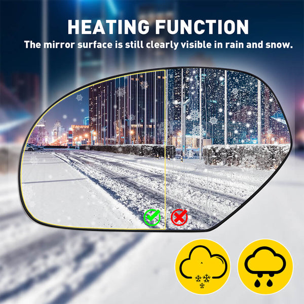 Power Heated Mirror Glass with Integrated Chevron-Style Turn Signal for 2007-2013 Cadillac, Chevrolet, GMC Models