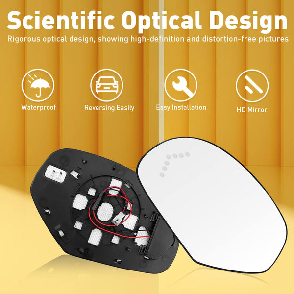 Power Heated Mirror Glass with Integrated Chevron-Style Turn Signal for 2007-2013 Cadillac, Chevrolet, GMC Models