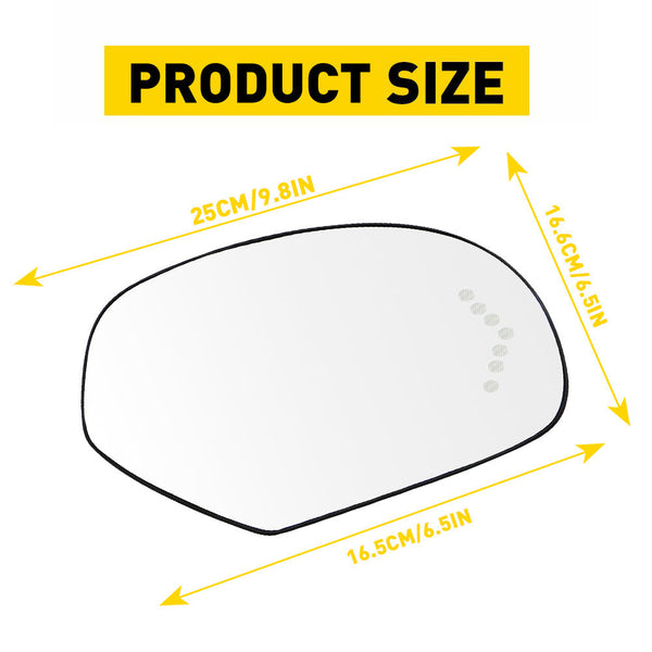 Power Heated Mirror Glass with Integrated Chevron-Style Turn Signal for 2007-2013 Cadillac, Chevrolet, GMC Models