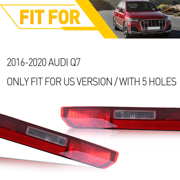 Rear Bumper Light w/Halogen Bulb Fits 2016-2020 Audi Q7 - US Version / With 5 Holes