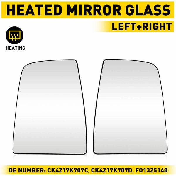 Rearview Side Mirror Glass for 2015-2022 Ford Transit 150 250 350 350HD - Upper & Lower Mirror Glass