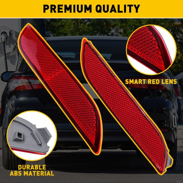 Red Rear Bumper Reflector Lamp Case Compatible with 2018-2021 Toyota Camry (Left+Right)