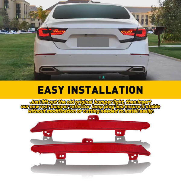 Red Rear Bumper Reflector Lamp Case Replacement Compatible with 2018-2022 Honda Accord (Left & Right)