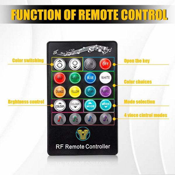 RGB Dreamcolor LED Car Underglow Lights Music Bluetooth APP Remote Control-9 LEDs Per Light