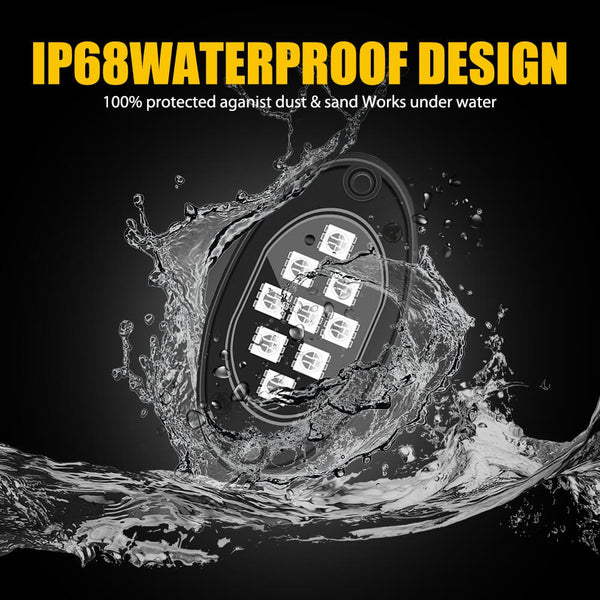 RGB Dreamcolor LED Car Underglow Lights Music Bluetooth APP Remote Control-9 LEDs Per Light