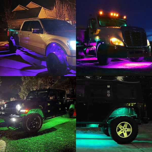 12X Neon LED Rock Light Pod Strip Bluetooth APP Underglow For Offroad Car Truck - Foto 10