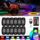 RGB LED Pod Rock Lights Kit - Underbody Neon Lights with Wireless APP Control, Music Sync & Chasing Effects for 12V SUV, Jeep, Truck - 15 LEDs Per Light