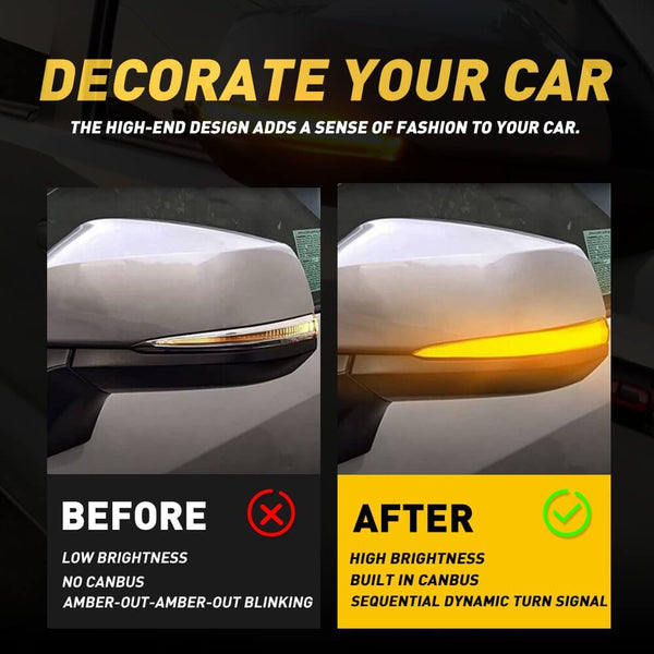 Sequential Amber Side Mirror Turn Signal Light For 2016-2023 Toyota Tacoma Highlanser Alphard RAV4 Sienna Lexus LM