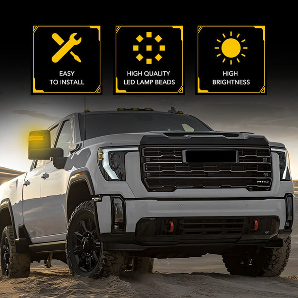 Sequential LED Side Mirror Turn Signal Light Fits 2020-2024 GMC Sierra/Chevrolet Silverado 2500HD 3500HD