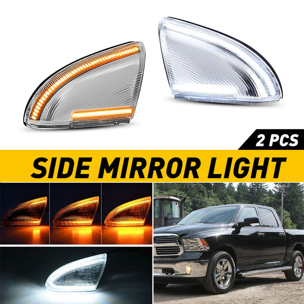 Sequential LED Side Mirror Turn Signal Light & Puddle Light for 2009-2018 Dodge RAM 1500, 2010-2018 RAM 2500 3500, 2019 RAM 1500 Classic