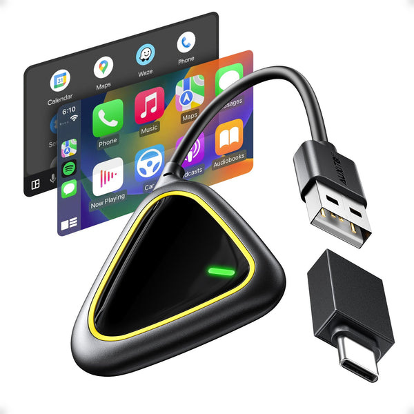 Slim Wireless CarPlay Adapter for Apple CarPlay, Upgrade Factory Wired Carplay to Wireless, Plug & Play No Latency for iPhone iOS 10+ and Cars from 2015
