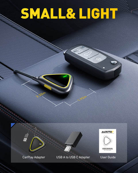 Slim Wireless CarPlay Adapter for Apple CarPlay, Upgrade Factory Wired Carplay to Wireless, Plug & Play No Latency for iPhone iOS 10+ and Cars from 2015