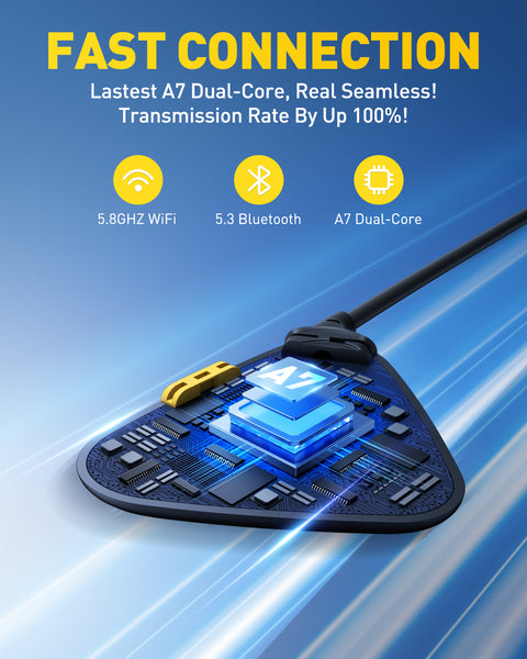 Slim Wireless CarPlay Adapter for Apple CarPlay, Upgrade Factory Wired Carplay to Wireless, Plug & Play No Latency for iPhone iOS 10+ and Cars from 2015