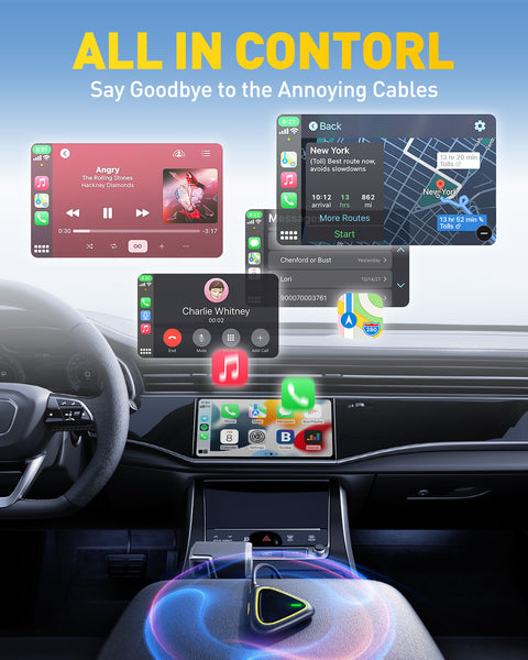 Slim Wireless CarPlay Adapter for Apple CarPlay, Upgrade Factory Wired Carplay to Wireless, Plug & Play No Latency for iPhone iOS 10+ and Cars from 2015