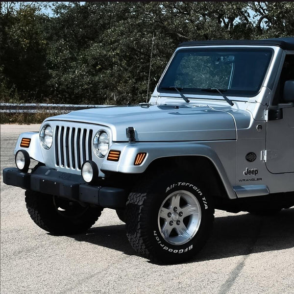 Smoke LED Front Bumper Turn Signal + Side Marker Light for 1997-2006 Jeep Wrangler TJ