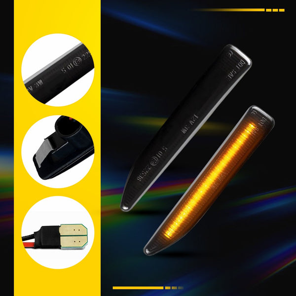 Smoked Amber Sequential LED Side Marker Light for BMW 7 Series 2002-2008, Front